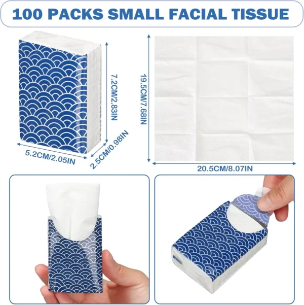 Therwen 100-Pack 3-Ply Travel Tissues - 1000 Sheets - Image 3