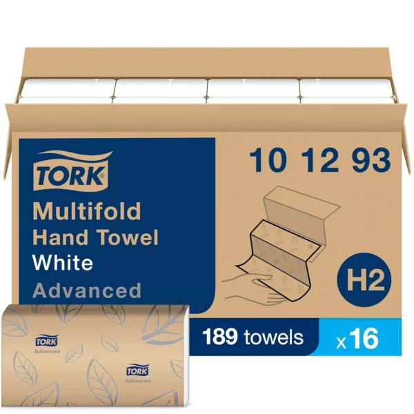 Tork Xpress Soft Multifold Hand Absorbent Towel White with Grey Leaf Print - Image 2